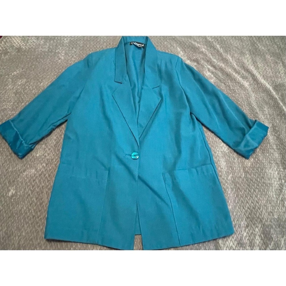 Vintage Sag Harbor Women's Blazer - Teal - Size 10